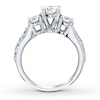 Thumbnail Image 2 of Memories Moments Magic 3-Stone Diamond Ring 1/2 ct tw Round-cut 14K White Gold