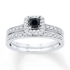 Thumbnail Image 0 of Black & White Diamond Bridal Set 1/2 ct tw 10K White Gold