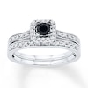 Thumbnail Image 1 of Black & White Diamond Bridal Set 1/2 ct tw 10K White Gold