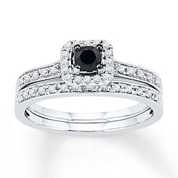 Black & White Diamond Bridal Set 1/2 ct tw 10K White Gold