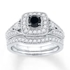Thumbnail Image 1 of Black & White Diamond Bridal Set 7/8 ct tw 10K White Gold