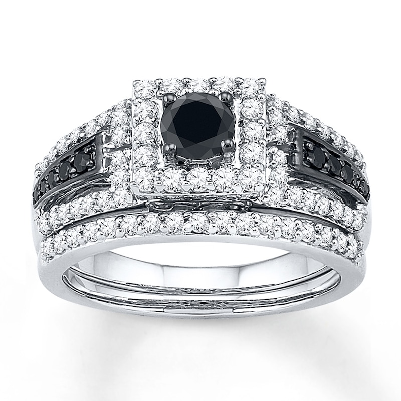 Main Image 1 of Black & White DiamondBridal Set 7/8 ct tw 10K White Gold