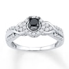 Thumbnail Image 0 of Black & White Diamonds 1/2 ct tw Round-cut 10K White Gold Ring