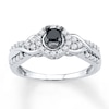 Thumbnail Image 1 of Black & White Diamonds 1/2 ct tw Round-cut 10K White Gold Ring