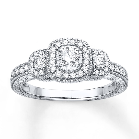 Memories Moments Magic Diamond Engagement Ring 1/2 ct tw Round-cut 14K White Gold