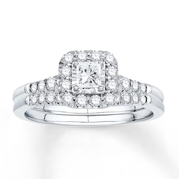 Now + Forever Diamond Bridal Set 5/8 ct tw Princess-cut 14K White Gold