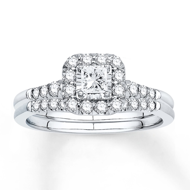 Main Image 1 of Now + Forever Diamond Bridal Set 5/8 ct tw Princess-cut 14K White Gold