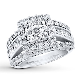 Now + Forever Diamond Engagement Ring 3 cttw Princess & Baguette 14K White Gold