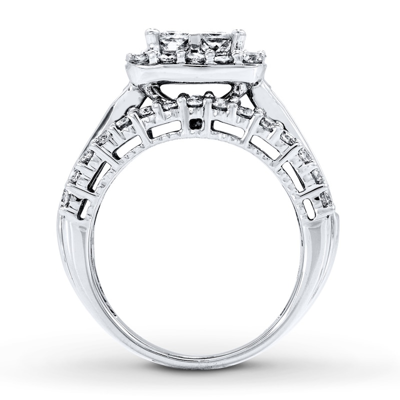 Diamond Engagement Ring 3 cttw Princess & Baguette 14K White Gold