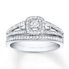 Thumbnail Image 1 of Now + Forever Diamond Bridal Set 1/5 carat tw Round & Baguette-cut 10K White Gold