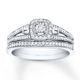 Now + Forever Diamond Bridal Set 1/5 carat tw Round & Baguette-cut 10K White Gold
