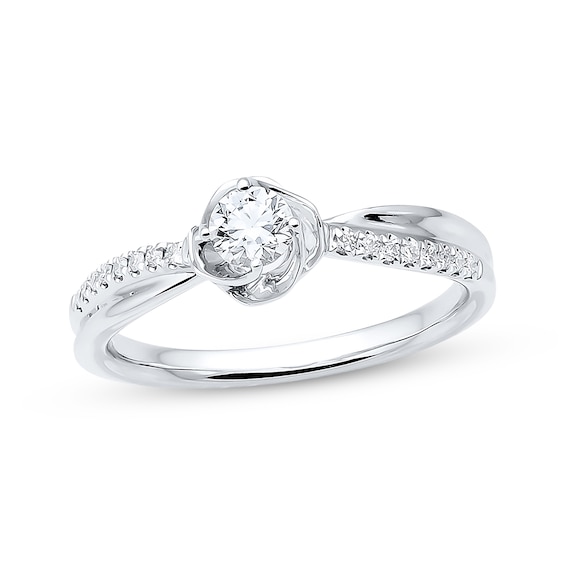 Now + Forever Diamond Engagement Ring 1/3 ct tw Round-cut 10K White Gold