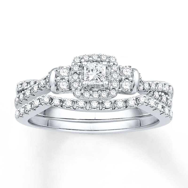 Main Image 1 of Now + Forever Princess-cut Diamond Bridal Set 3/8 ct tw 10K White Gold