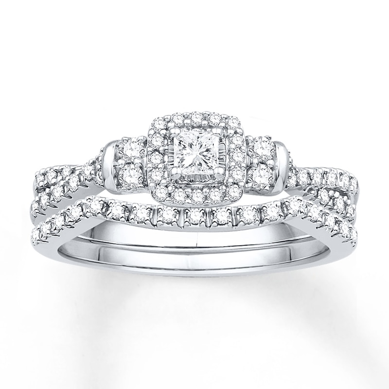 Princess-cut Diamond Bridal Set 3/8 ct tw 10K White Gold