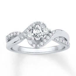 Now + Forever Diamond Engagement Ring 5/8 ct tw Pear-shaped 14K White Gold