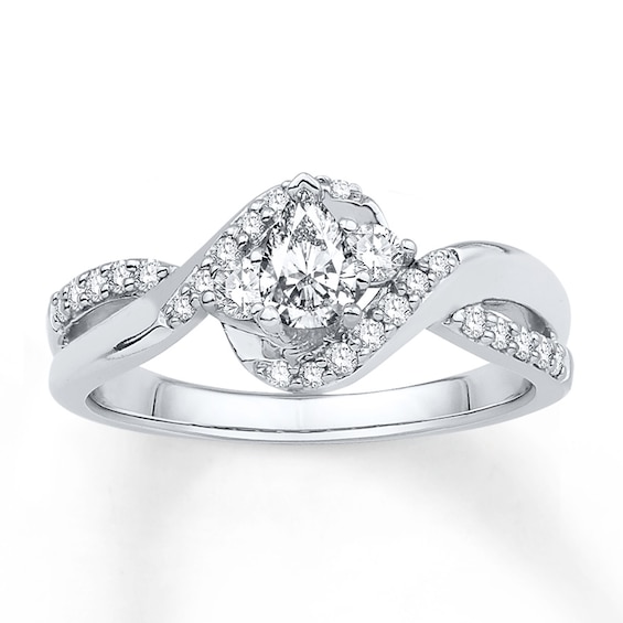 Now + Forever Diamond Engagement Ring 5/8 ct tw Pear-shaped 14K White Gold