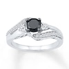 Thumbnail Image 1 of Black Diamond Ring 5/8 ct tw Round-cut 10K White Gold