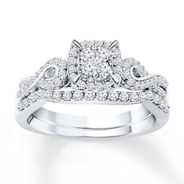 Now + Forever Diamond Bridal Set 1/2 ct tw Round-cut 14K White Gold