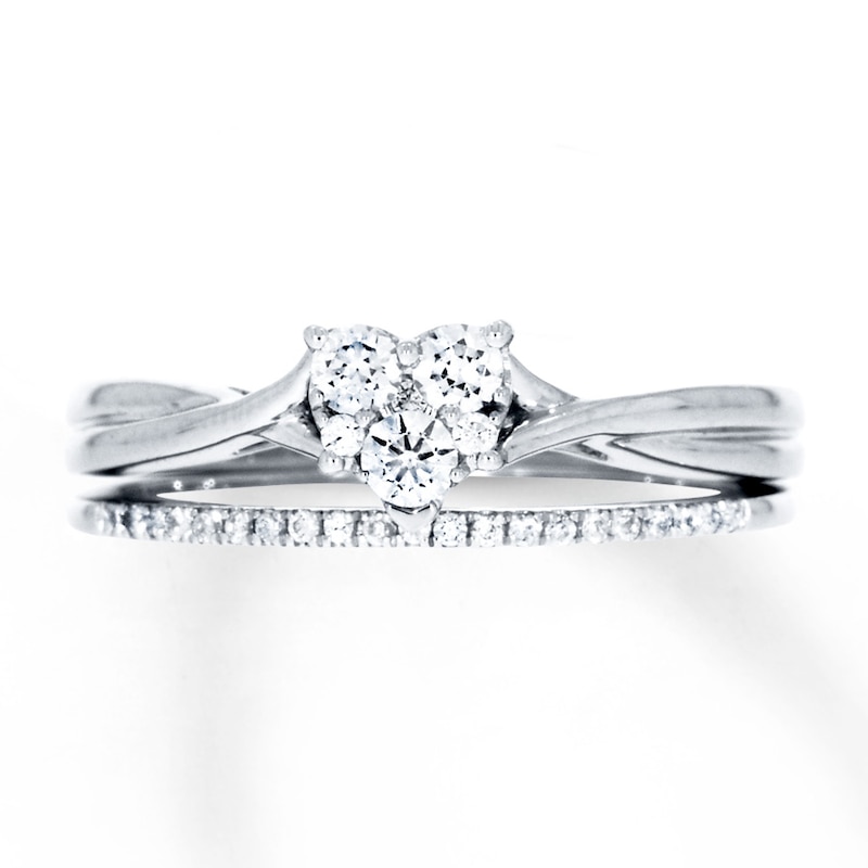 Main Image 1 of Now + Forever Heart Bridal Set 1/3 ct tw Diamonds 10K White Gold