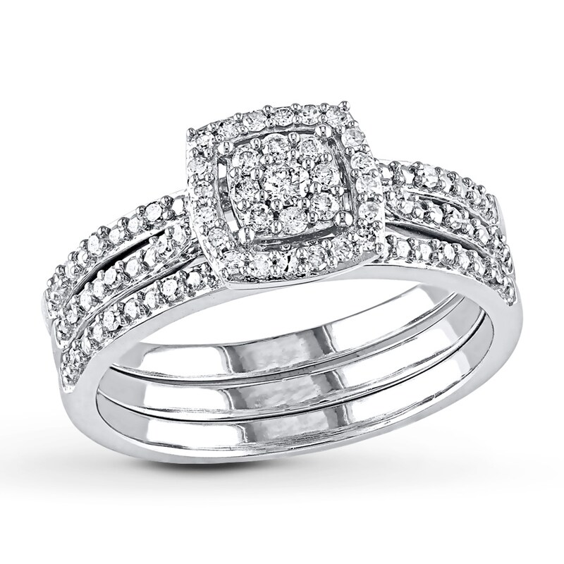 Diamond Bridal Set 1/4 ct tw Round-cut 10K White Gold