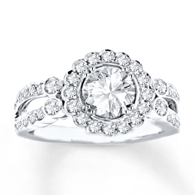 Engagement Ring 1-1/6 ct tw Diamonds 14K White Gold