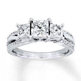 Diamond Engagement Ring 3/4 ct tw Princess-cut 14K White Gold