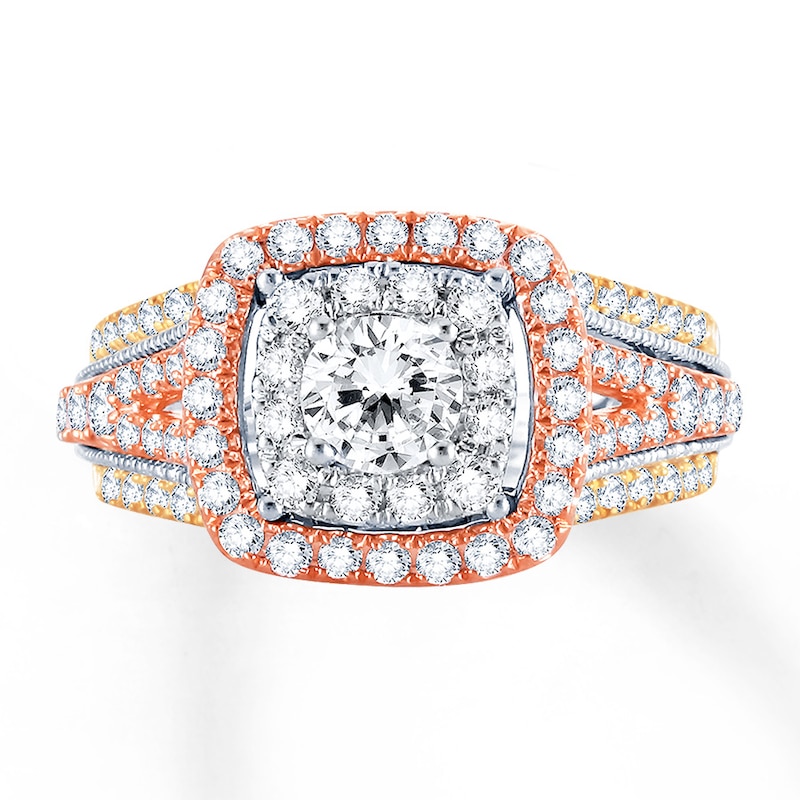Main Image 1 of Diamond Engagement Ring 1-1/2 cttw Round-cut 14K Tri-Color Gold