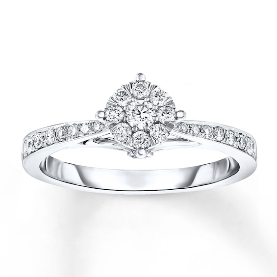 Now + Forever Diamond Engagement Ring 1/3 ct tw Round-cut 10K White Gold