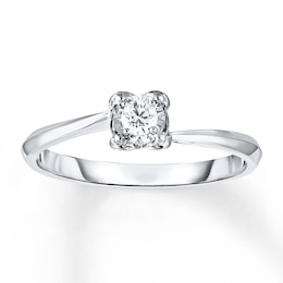 Round-Cut Diamond Solitaire Bypass Promise Ring 1/10 ct tw 10K White Gold