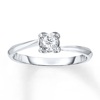 Round-Cut Diamond Solitaire Bypass Promise Ring 1/10 ct tw 10K White Gold