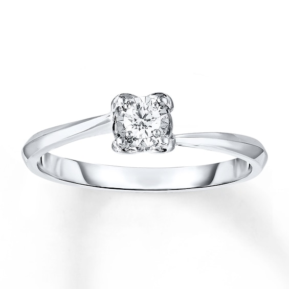 Round-Cut Diamond Solitaire Bypass Promise Ring 1/10 ct tw 10K White Gold