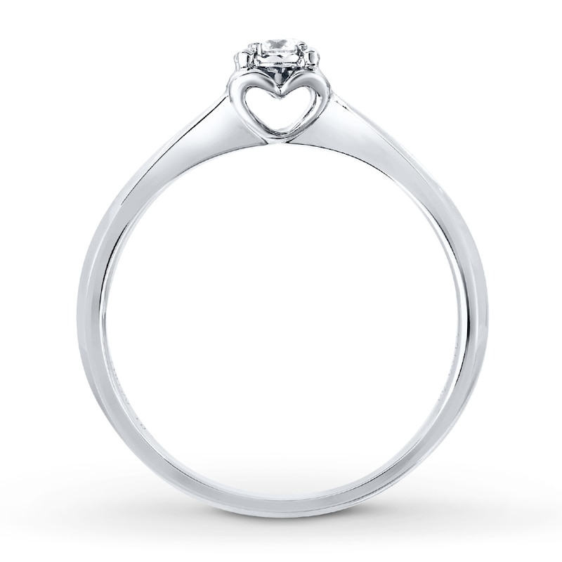 Main Image 2 of Round-Cut Diamond Solitaire Bypass Promise Ring 1/10 ct tw 10K White Gold
