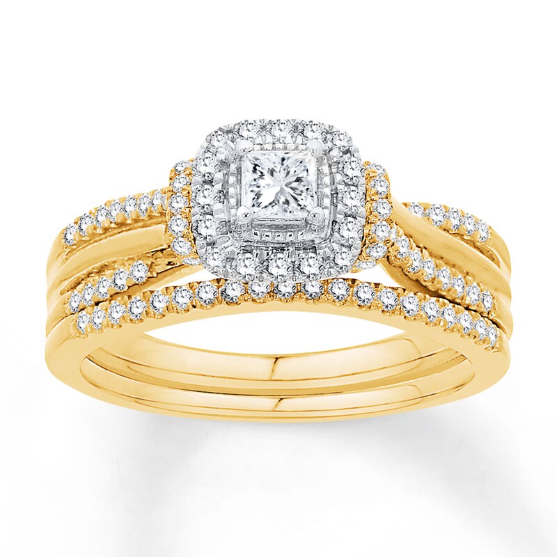 Main Image 1 of Now + Forever Diamond Bridal Set 1/2 ct tw Princess-cut 14K Two-Tone Gold