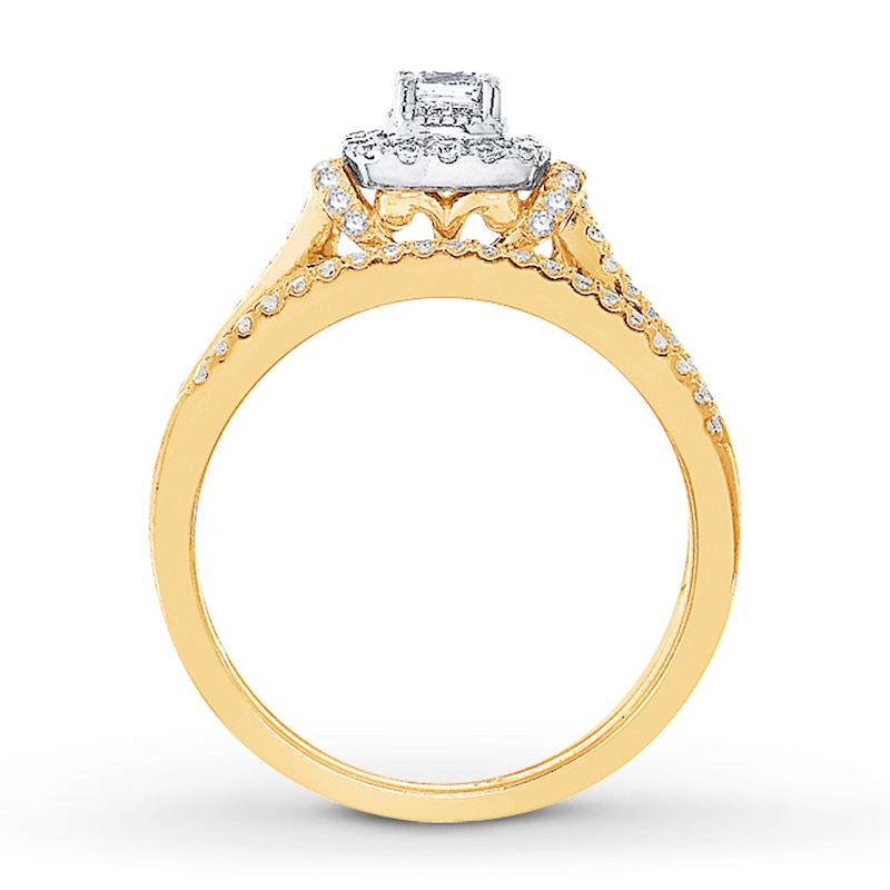 Diamond Bridal Set 1/2 ct tw Princess-cut 14K Two-Tone Gold