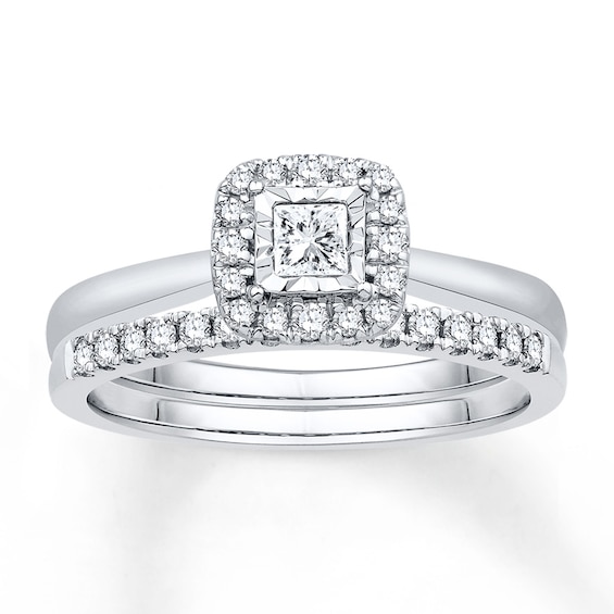 Now + Forever Diamond Bridal Set 3/8 ct tw Princess-cut 14K White Gold
