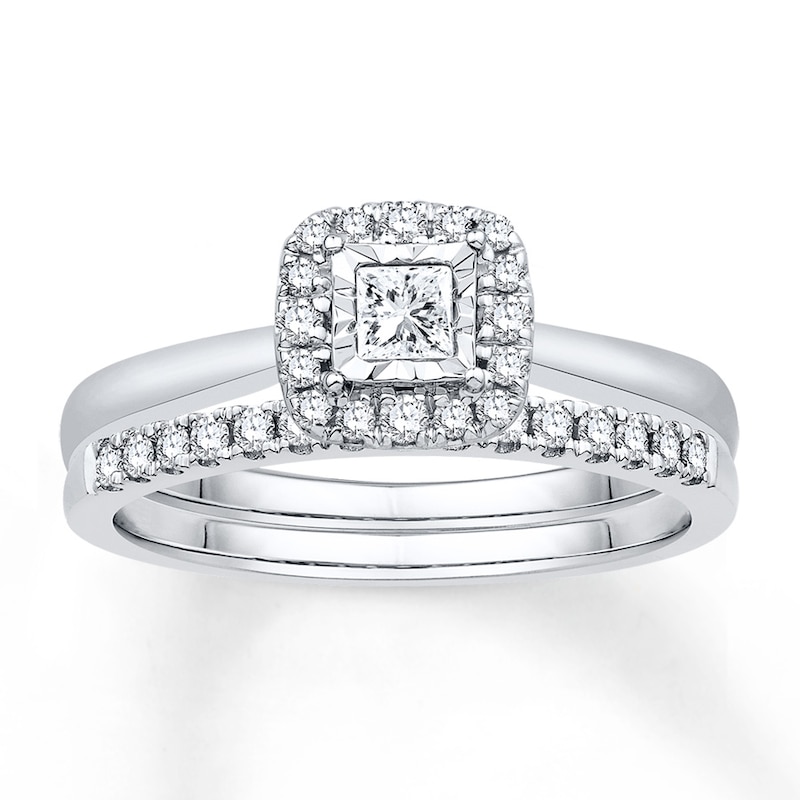 Diamond Bridal Set 3/8 ct tw Princess-cut 14K White Gold