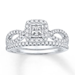 Now + Forever Diamond Bridal Set 5/8 ct tw Princess-cut 14K White Gold