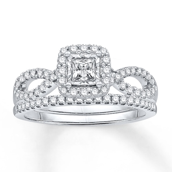 Now + Forever Diamond Bridal Set 5/8 ct tw Princess-cut 14K White Gold