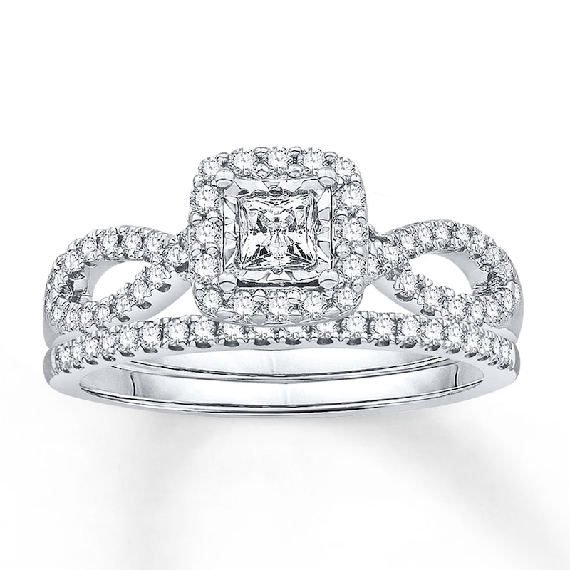 Diamond Bridal Set 5/8 ct tw Princess-cut 14K White Gold