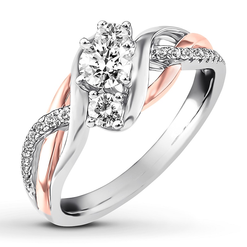Main Image 4 of Diamond Engagement Ring 5/8 ct tw Round-cut 14K Two-Tone Gold