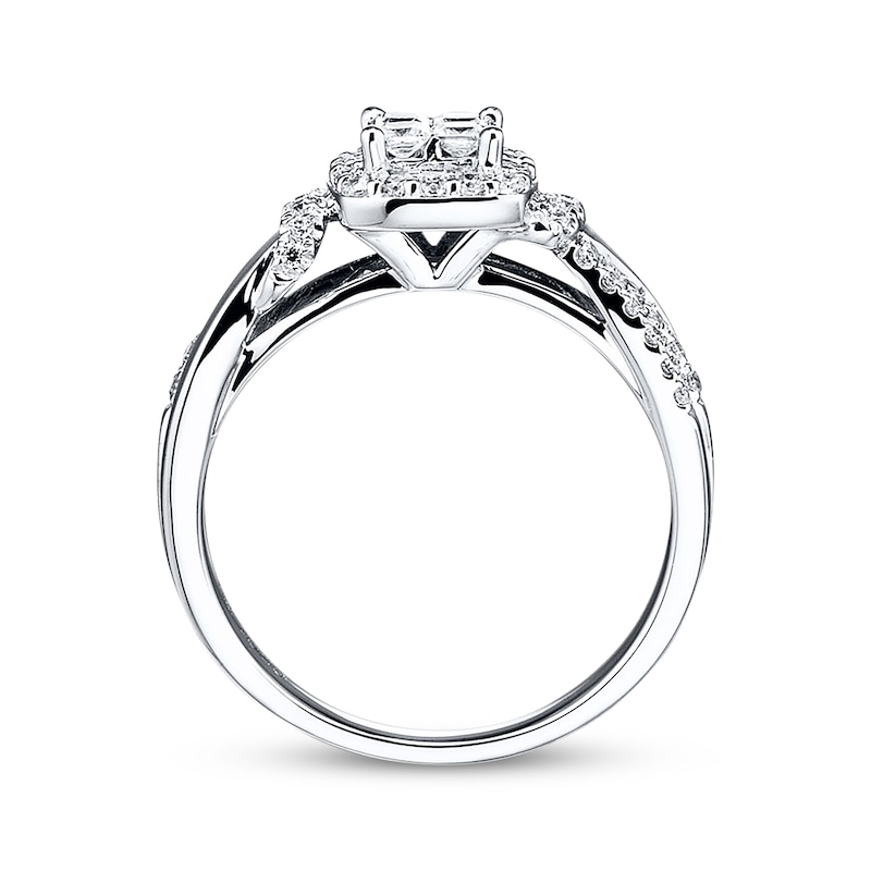 Main Image 2 of Diamond Engagement Ring 1/2 ct tw Princess & Round 10K White Gold