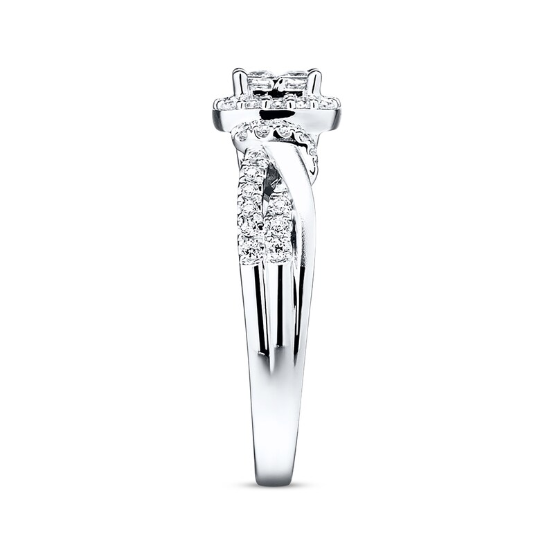 Main Image 3 of Diamond Engagement Ring 1/2 ct tw Princess & Round 10K White Gold