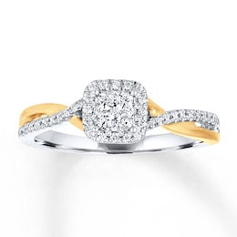 Now + Forever Diamond Engagement Ring 1/4 ct tw Round-cut 10K Two-Tone Gold