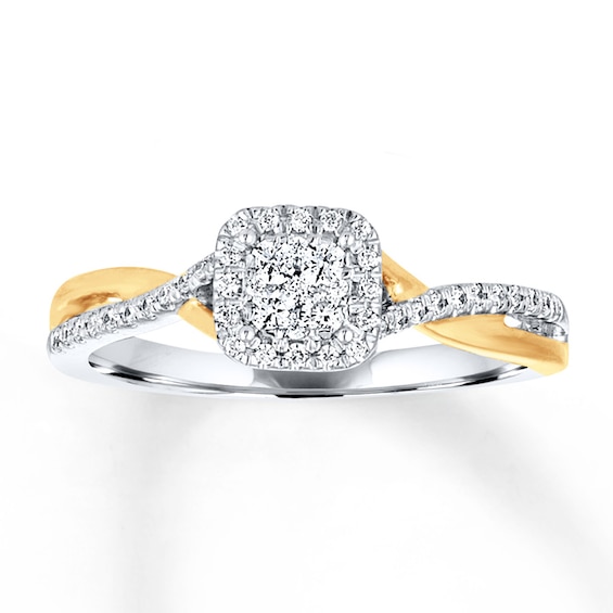 Now + Forever Diamond Engagement Ring 1/4 ct tw Round-cut 10K Two-Tone Gold