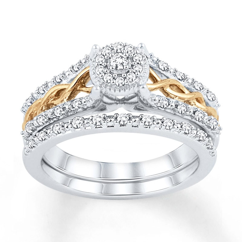 Main Image 1 of Now + Forever Diamond Bridal Set 1/4 ct tw Round-cut 10K Two-Tone Gold