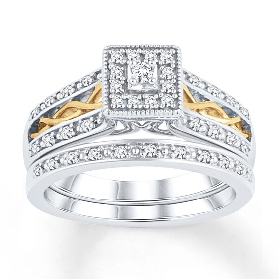 Now + Forever Diamond Bridal Set 1/4 ct tw Round-cut 10K Two-Tone Gold
