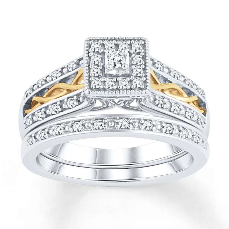 Main Image 1 of Now + Forever Diamond Bridal Set 1/4 ct tw Round-cut 10K Two-Tone Gold