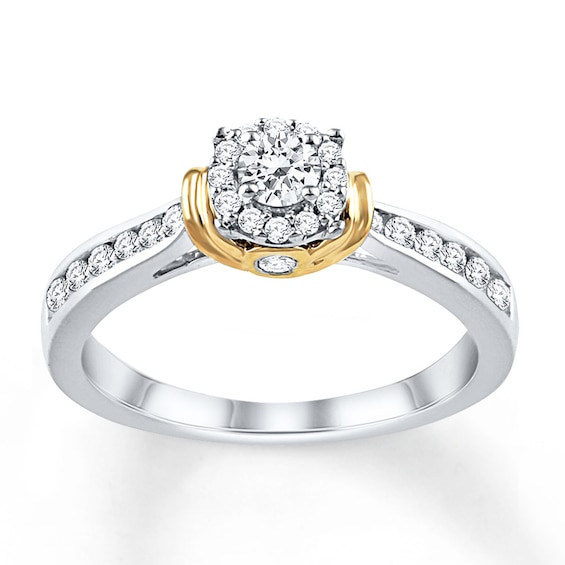 Now + Forever Diamond Engagement Ring 1/2 ct tw Round-cut 10K Two-Tone Gold