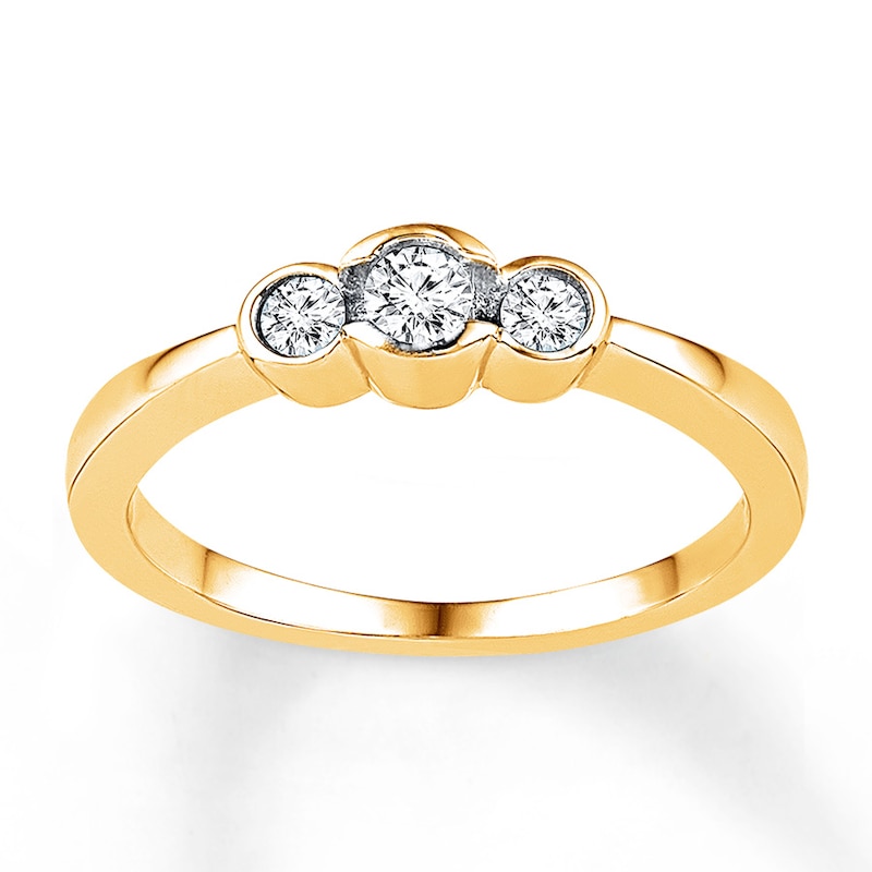 Three-Stone Ring 1/3 ct tw Diamonds 10K Yellow Gold