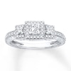 Three-Stone Engagement Ring 3/8 ct tw Diamonds 14K White Gold